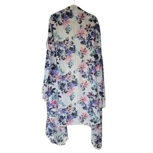 Gauzy Cotton Pastel Floral Print Large Scarf Shawl Wrap Beach Coverup